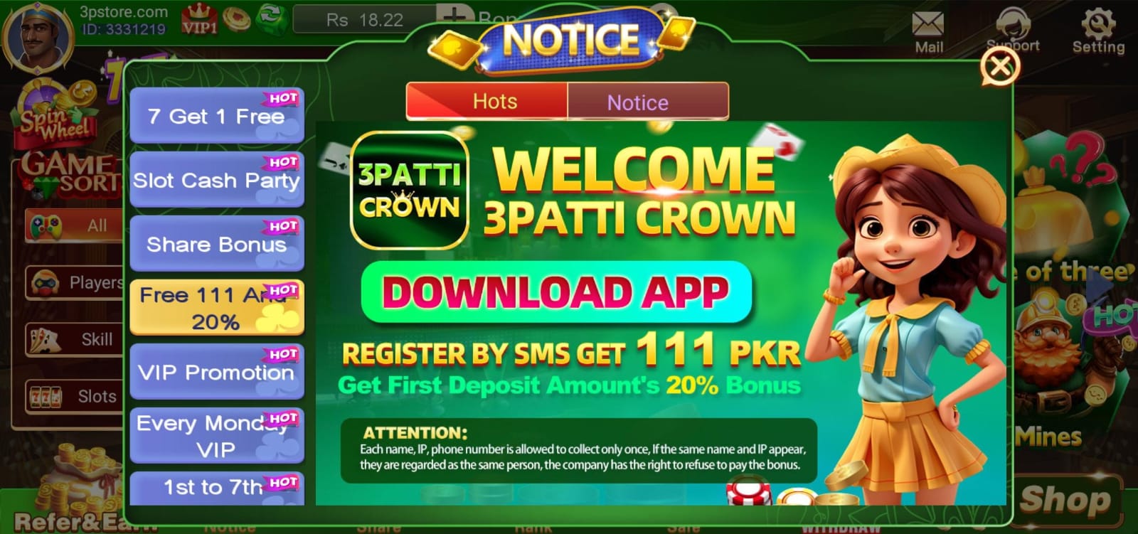 3 Patti Crown Game Download for Mobile - Earn Daily Rewards