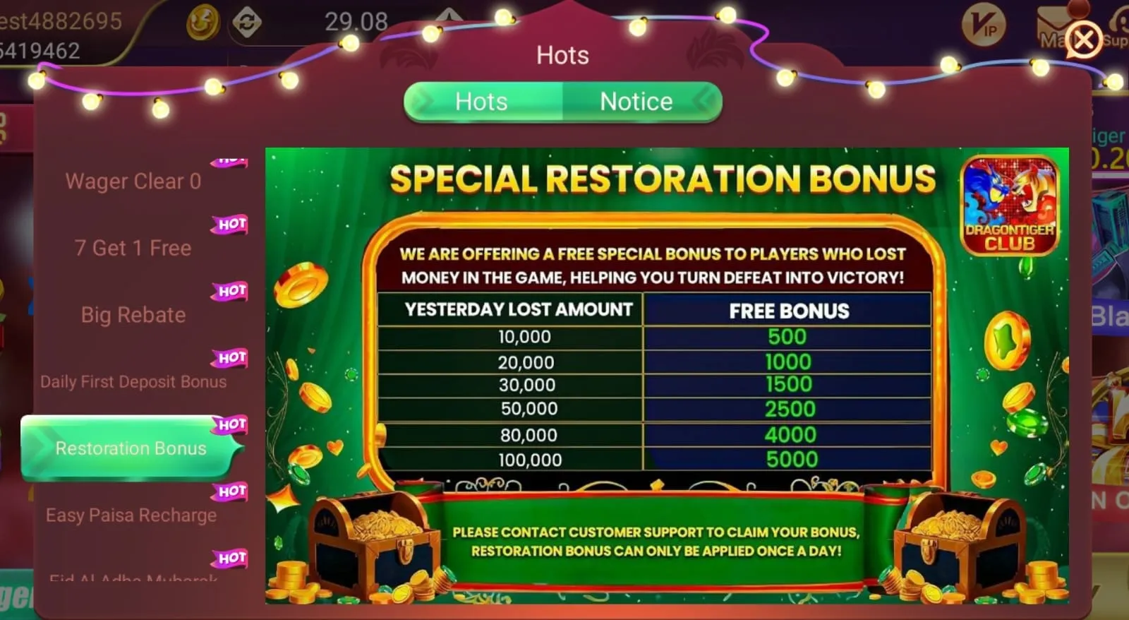 Club Game Extra Bonus